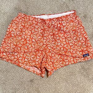 Patagonia Women's Vibrant Orange Geometric Baggies Shorts